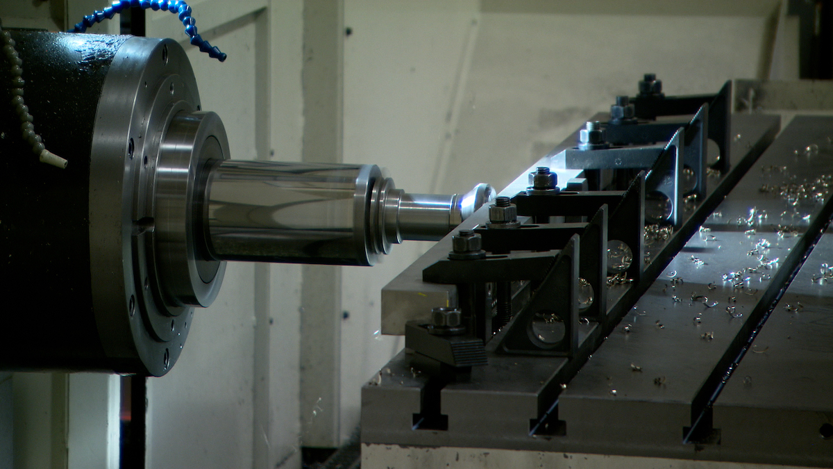 A CNC milling machine at a metal fabrication workshop. 