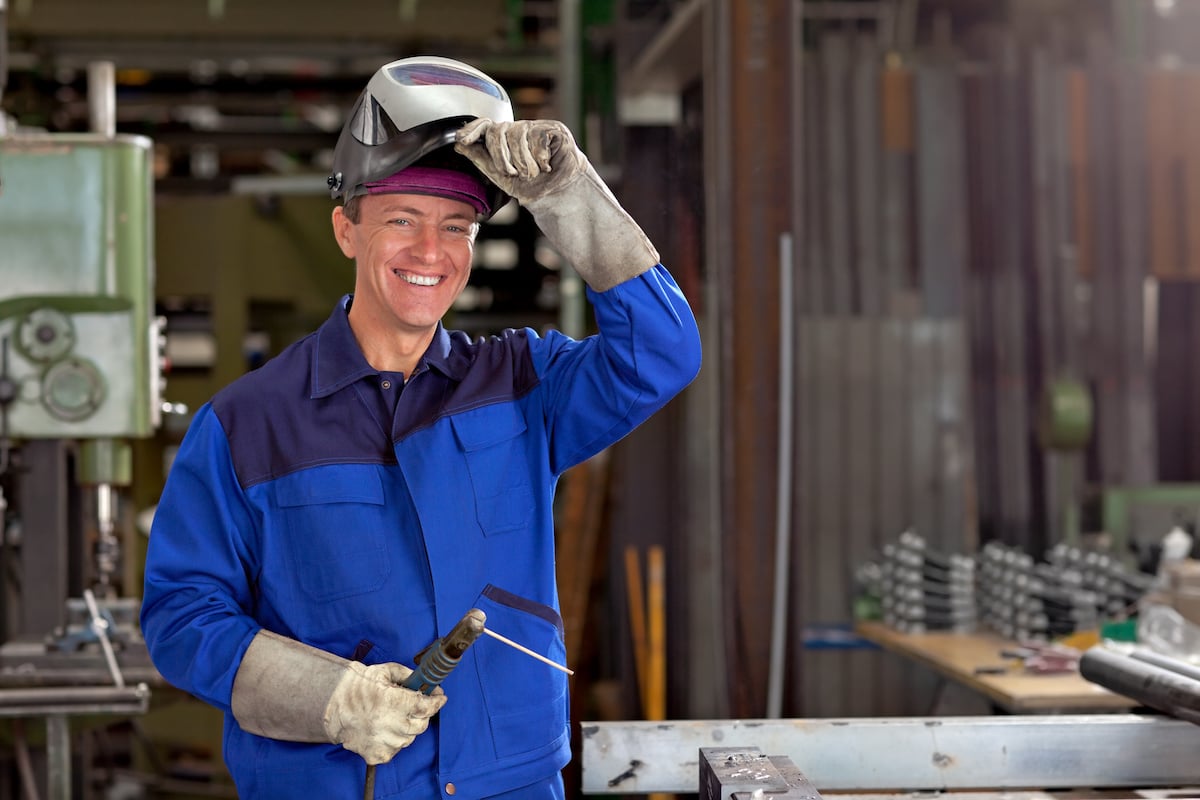 happy welder at work